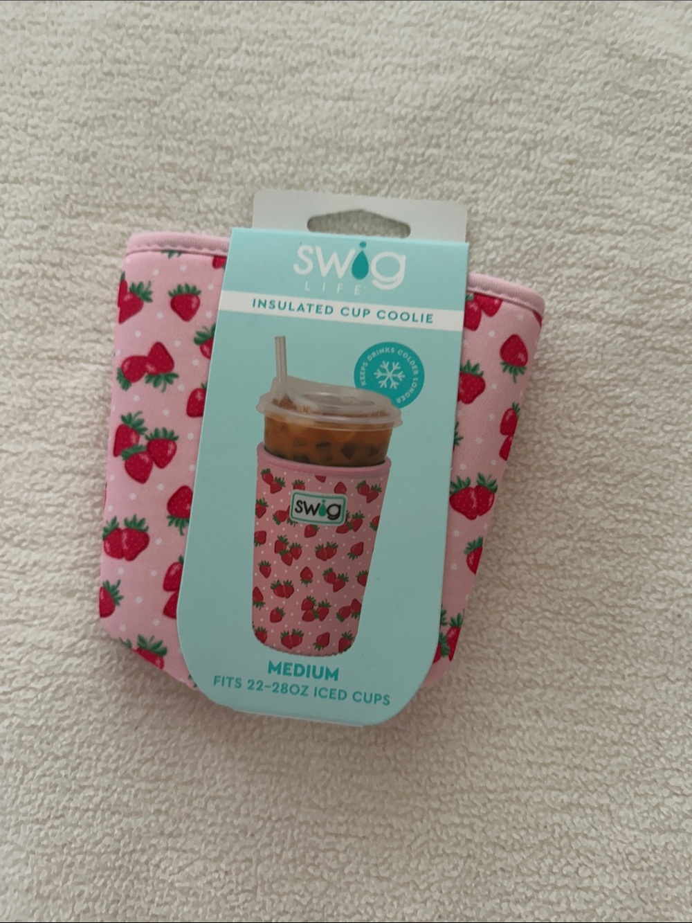 Swig Life Insulated Cup Coolie - Pink Strawberry Design